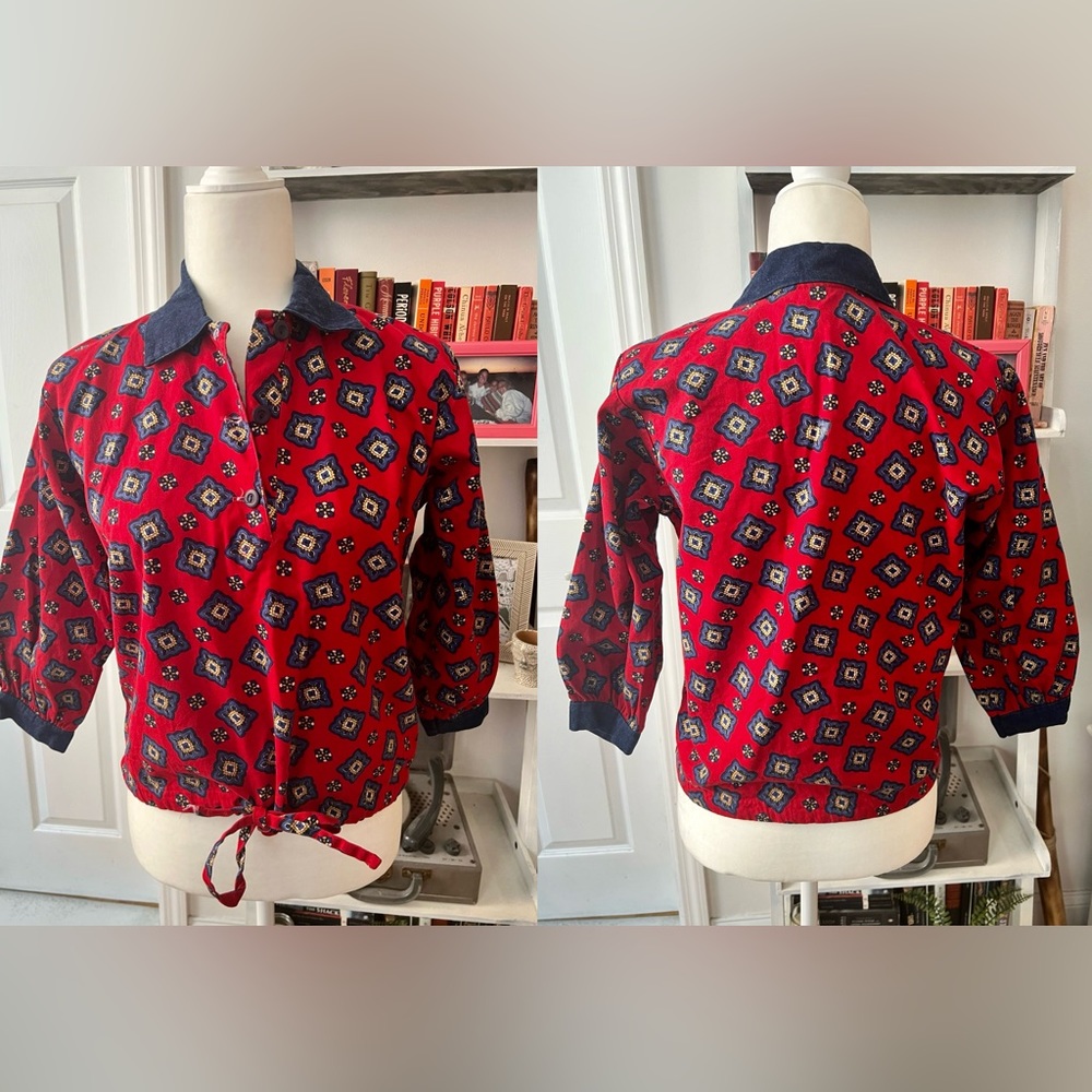 Vintage Red and denim shirt